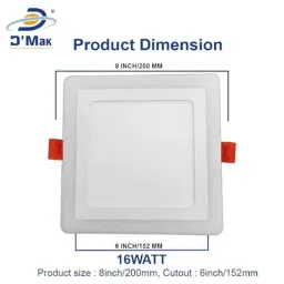 D&s;Mak 16W White, Pink, Green &a; Blue Square LED Conceal Panel Light (Pack of 20) image 5