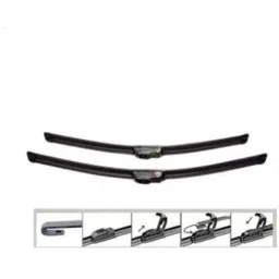 Enexoya 2 Pcs 26 &a; 26 inch Rubber Black High Performance Frameless U Hook Banana Car Wiper Blade Set image 3