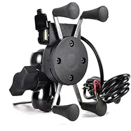 AOW Bike X-Grip Mobile Phone Holder with USB Charger (Mirror Fitting) Universal for All Bikes T-50-picture-21