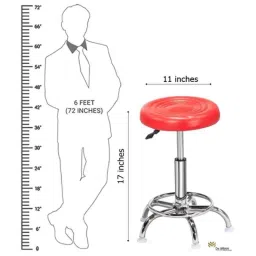 Da Urban Nexon Red Fabric &a; Foam Bar Stool without Back image 4