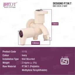 TROT Designo PTMT Ivory Two Way Bib Cock, 1115 (Pack of 4) image 2