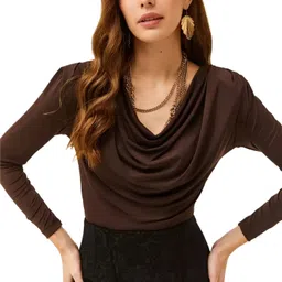 sightbomb Formal Extended Sleeves Solid Women Brown Top image 2