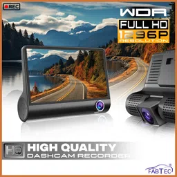 fabtec 3Lens HD 1080P Car Dashcam with Night Vision|G-Sensor|Parking Assistance|SD CARD Dashboard, In-car, Reverse Assist Camera System image 5