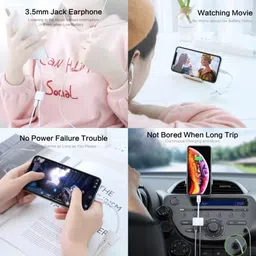 ENMORA White 2in1 Charging and Audio Cable Compatible for iPhone J78 Phone Converter image 4