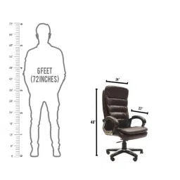 Caddy PU Leatherette Brown Adjustable Office Chair with Back Support, DM 926 (Pack of 2) image 2