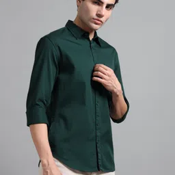 proword Men Slim Fit Solid Spread Collar Casual Shirt image 3
