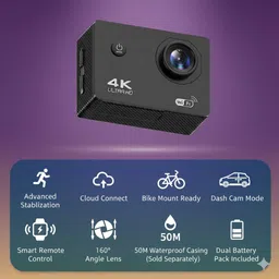 pulsex Professional 4K Vlogging GoPro Camera 4K and Mini Vlogging Camera 4K Sports and Action Camera image 2