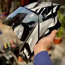 steelbird air SBA-20 Shield X ISI Certified Flip-Up Graphic Helmet for Men and Women Motorbike Helmet image 4