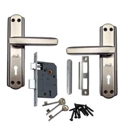 Atom 606 Black Silver Finish Double Stage Mortise Lock Set With 3 Keys-picture-21