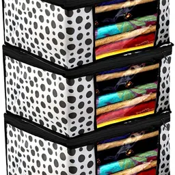 ANNORA INTERNATIONAL Non Woven BlackSaree Cover Pack Of 3 Cotton Laundry Bag-picture-26