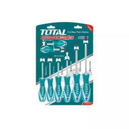 Total THT250608 SL3.0x3x75SL5.5x5x100SL6.5x6x150SL6.5x6x38PH0x3x75PH1x5x75PH2x6x125PH2x6x38 Cr-V Silver &a; Blue Screwdriver Set (Pack of 8)-picture-15