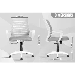 Rose Elite 90kg White &a; Grey Mid-Back Ergonomic Mesh Revolving Chair with 3 Years Warranty image 2