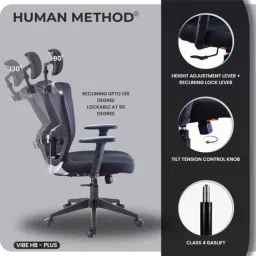 HUMAN METHOD VIBE HB-PLUS High Back Nylon Black Ergonomic Chair with Adjustable Lumber Support, HMVS01-EL01 image 5