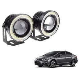 Kozdiko 2 Pcs 15W 3.5 inch High Power White LED Projector COB Fog Light Set with White Angel Eye Ring for Honda Civic, koz_72465-picture-23
