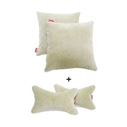 Elegant Comfy 28x28x10cm Beige Line Neck Rest Car Pillow, CU09 (Pack of 4)-picture-34