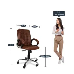 Oakcraft 101.92x45x43cm Leatherette Tan Revolving Executive Chair, OC-16 image 2