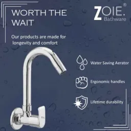 Zoie Stonex Brass Silver Chrome Finish Sink Tap with Swivel Spout, Z27012 image 3