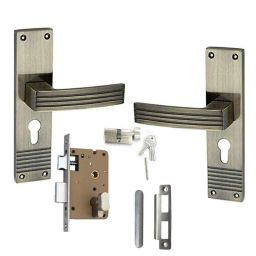 Atom O-31 Brass Antique Finish Cylindrical Mortise Lock Set With 3 Brass Keys-picture-31