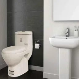 Elegant Casa 2086 100mm Ceramic Ivory Oblong Shape Floor Mounted PP Western Toilet Seat image 2