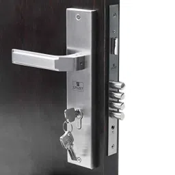 Homexpert Bolt 10 inch 60mm Stainless Steel Silver Cylindrical Plate Mortise Door Lock Set-picture-11