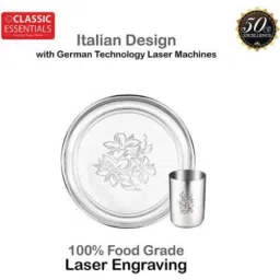 Classic Essentials Glory 61 Pcs Stainless Steel Mirror Finish Floral Dinner Set with Permanent Laser Design image 4