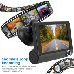 OneXsale 1080p Parking Mode Cycle Recording Night Vision Dashcam with 4 inch LCD Screen &a; 3 Cameras image 4