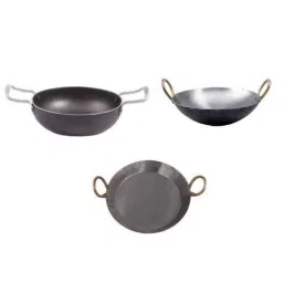 Healthchoice 27cm 3L Cast Iron White Kadhai, 24cm 2L Iron Black Kadhai &a; 25cm 1L Iron Jalebi Kadhai Combo-picture-21