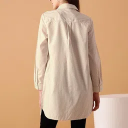 street9 Women Regular Fit Striped Slim Collar Casual Shirt image 5