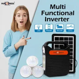 Pick Ur Needs 9W LED Black Emergency Portable Inverter Set with 3 Pcs Bulb &a; 6V Solar Panel, PICK-2390 image 2