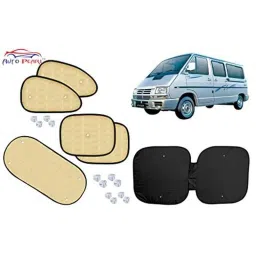 Auto Pearl 6 Pcs PVC &a; Mesh Beige Window, Front &a; Rear Sun Shade Set for Tata Winger-picture-15