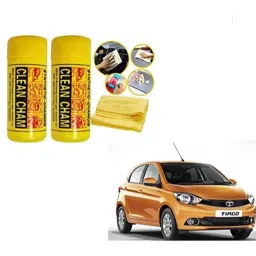 Kozdiko 2 Pcs Microfiber Yellow Dry &a; Wet Car Cleaning Cloth Set for Tata Tiago-picture-30