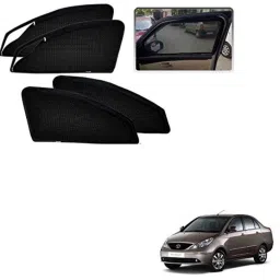 Kozdiko 4 Pcs Polyester Black Magnetic Zipper Car Sunshade Set for Tata Indigo-picture-15