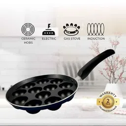 Baltra Appam Non Stick Stainless Steel Maroon 12 Cavity Patra Maker with Lid , BTN-239 image 3