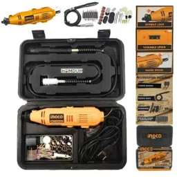 Homdum Ingco Yellow Mini Rotary Die Grinder Tool Kit with Flexible Shaft &a; 52 Pcs Accessories-picture-11