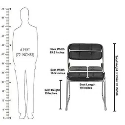 Da Urban Toner Black Fabric &a; Foam Medium Back Office Fixed Visitor Chair without Arms image 5