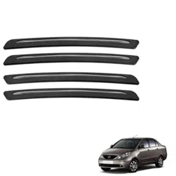 Kozdiko 4 Pcs Rubber Black Car Bumper Protector Set with Chrome Strip for Tata Indigo-picture-13