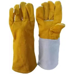 Ozswell 14 inch Leather Yellow Heavy Duty Welding Safety Gloves, Size: M (Pack of 20)-picture-19