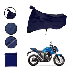 Riderscart Polyester Blue Waterproof Two Wheeler Body Cover with Storage Bag for Suzuki Gixxer (2014-2018) ABS image 2