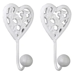 Screwtight 1/3 inch Iron White Decorative Ornate Heart Wall Hook, S181904WHT-6 (Pack of 6) image 2