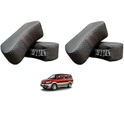Kozdiko 4 Pcs CV Designer Grey Leatherite Neck Rest Car Cushion Pillow Set for Chevrolet Tavera-picture-29