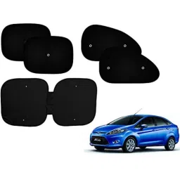 Auto Pearl 5 Pcs PVC &a; Mesh Black Window &a; Front Sun Shade Set for Ford Fiesta, Front_Chipku_(4+1)_Fiesta-picture-25