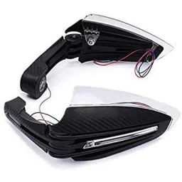 AOW Motorcycle Handguards with Led Light for 7/8 inch Grips - 300 * 140 * 110mm (Black) Folding Type for Mahindra Duro DZ-picture-22