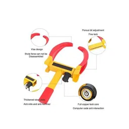Kozdiko Steel Yellow &a; Red Anti-Theft Heavy Duty Car Wheel Tyre Lock Clamp for Tata Safari image 4