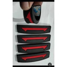 SureStrive 4 Pcs Rubber Black &a; Red Universal Anti Scratch Door Protector Guard Set for Ford Endeavour Type-2 image 2