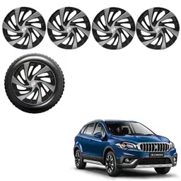 Auto Pearl 4 Pcs 15 inch Silver &a; Black ABS Press Type Hubcap Wheel Cover Set with Retention Ring for Maruti Suzuki S Cross-picture-16