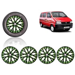 Auto Pearl 4 Pcs 13 inch ABS Black &a; Green Press Type Fitting Car Wheel Cover Set for Maruti Suzuki Eeco-picture-34