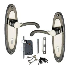 Atom 178mm 6 Lever Black Silver Finish Mortise Lock Handle Set with 3 Keys, 412.K.YBSL-2-picture-37