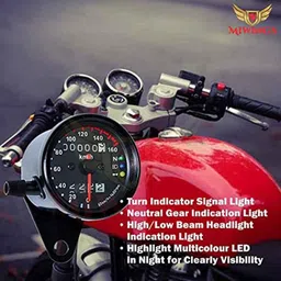 Miwings Auto Universal Speedometre Black For (Royal Enfield Standard 350,500, Royal Enfield Classic 350,Electra 350) image 3