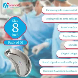 Welimark 8 inch Stainless Steel Heavy Duty Surgical Kidney Tray, ZA-UG7K-8RX2 image 2