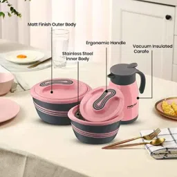 Pinnacle 3 Pcs Palazio Stainless Steel Pink Casserole Set image 3